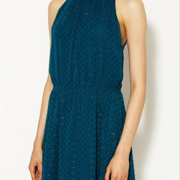 Erin Fetherston Teal Shirred Neck Sheath Bnwt Orig Price Cocktail Dress - Picture 5 of 9